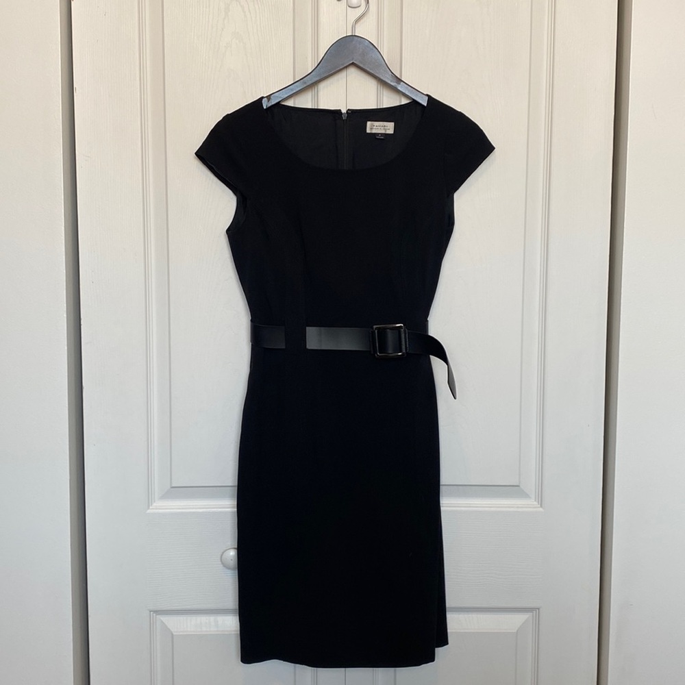 Tahari black dress with belt